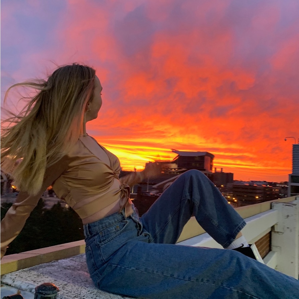 ASOS NaaNaa long sleeve champagne satin wrap top